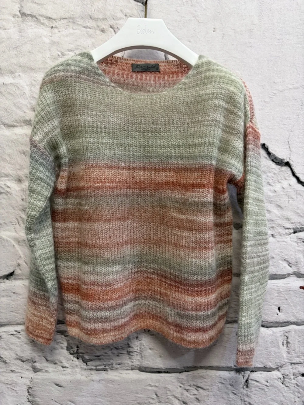 ELSAMANDA ALPACA MOHAIR WOOL LOOSE KNIT PULLOVER SWEATER SUNRISE OMBRÉ COLORS - Picture 2 of 7